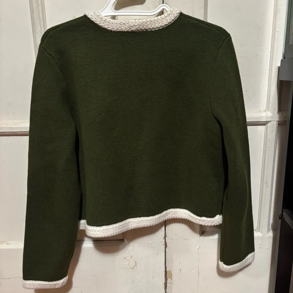 Sezane Auguste Jacket Perfect Green/Ecru Size S (Final Price) - Picture 3 of 5
